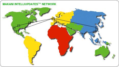 Makani Global IntelliUpdatesTM Network Makani appliances harness the power of Makani's global IntelliUpdates Network, the world's first online traffic and diagnostic tracking database.