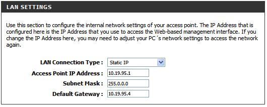 10. Click on the Network Settings tab on the left side of the page 11. Change the Network Settings as follows: Set the IP address to 10.xx.yy.