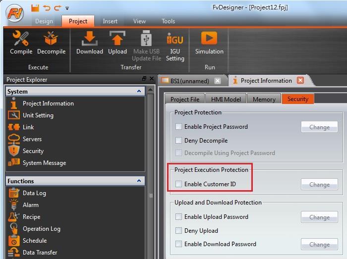 5. Use of FvRT Customer ID To protect the designer's intellectual property, FATEK offers this feature specifically for FvRT products, this section explains how to use FvRT's customer ID function,