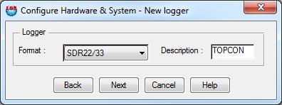 To configure our logger in LSS we select Configure Hardware & System, followed by Logger - New (if there is already another logger configured then the option