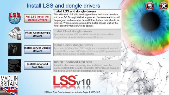 install use Full LSS Install and Dongle Drivers Also choose Enhanced Testdata which