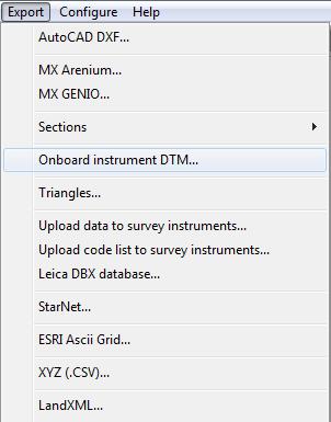 Exporting Onboard Instrument DTM This option