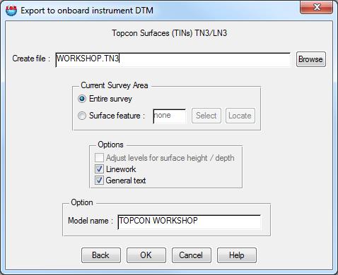 options produce a DXF file or TN3 file can