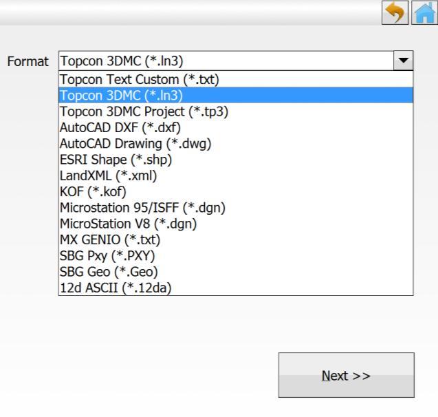 Lines In LSS, the best option is to select Export Onboard Instrument DTM Topcon Surfaces (TINs) TN3/LN3 and import onto the MAGNET logger as below.