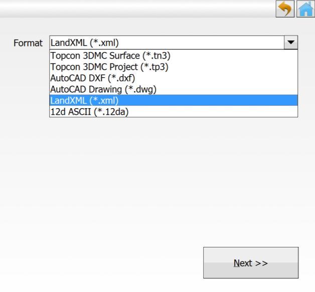 For surfaces the LSS Export LandXML-Triangles command is the best format to export the triangulation from the LSS Survey or Design into the Topcon - MAGNET.
