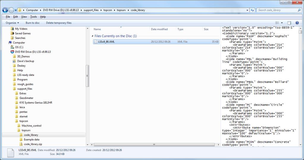 1.3 Configuring Topcon - MAGNET The Example Feature Library on the LSS media using Windows Explorer An example feature library has been created in the standard LSS Prototype Survey legend in