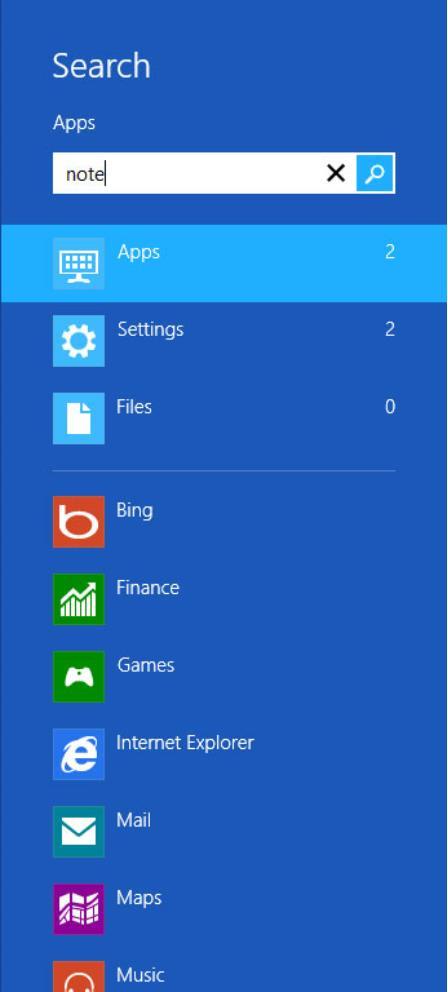 Tip: How to Search for files, programs, and settings in Windows 8 In either Metro or Desktop mode, move your cursor to the VERY TOP RIGHT portion of the screen: The Charms Bar will appear in the