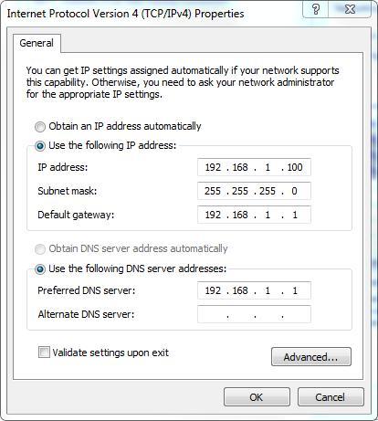 2) DHCP settings Choose Obtain