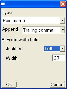 Control Literal text string, Point WGS84 latitude, Point WGS84 longitude, or Point height.