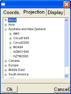 The Projection tab on the control options dialog box (Figure 3-35) displays a list of pre-defined projections to use for control.