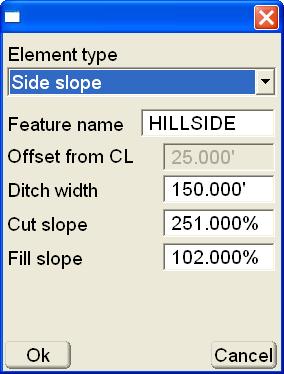 Data Menu Fill slope enter the fill slope of the element. Figure 3-52.