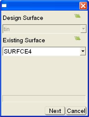 Design Surface a design surface has been selected by default from the drop-down list. Existing Surface select the surface to compare from the dropdown list.