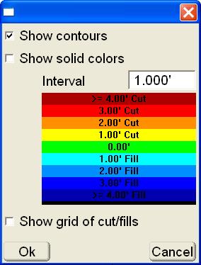 Data Menu Show contours enable to display the contour lines at a set interval on the surface. Show solid colors enable to display solid colors at a set interval on the surface.