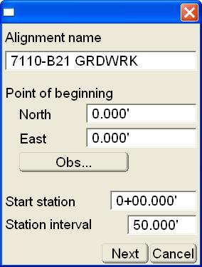 Alignment New Press New to create a new file. On the point of beginning dialog box (Figure 3-72), enter the following parameters and press Next. Alignment name enter the name of the Alignment.