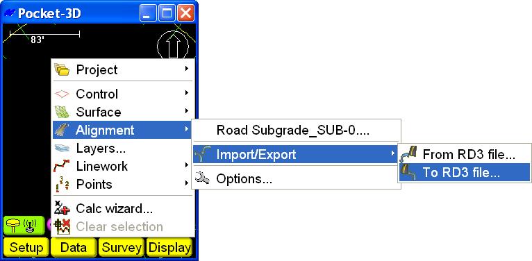 Alignment Figure 3-83. Export a Surface File to RD3 File The Surface(s) dialog box displays (Figure 3-84).