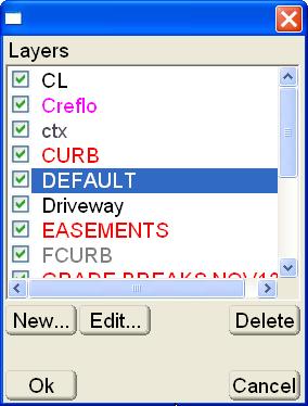 Alignment Figure 3-87. Data Linework Layers The Layers dialog box displays all layers within the selected file (Figure 3-88 on page 3-60). New press New to create a layer (Figure 3-88 on page 3-60).