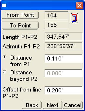 Calculation Wizard Figure 3-123. Create Point Dialog Box The view screen displays the baseline created from the two points and the newly created point (Figure 3-124).