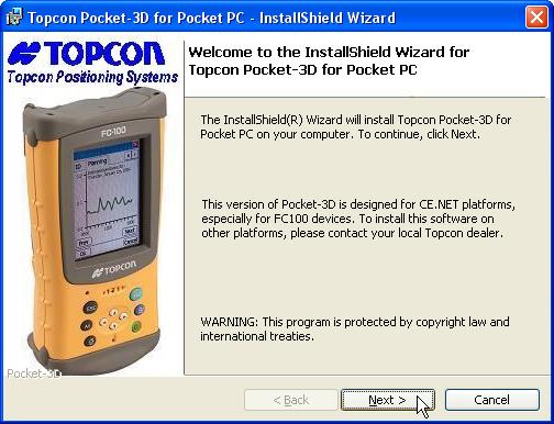 Installing Pocket-3D Guide to Installing Pocket-3D Pocket-3D installs on any hand-held controller that runs the Windows Pocket PC operating system, including Topcon s FC-200.