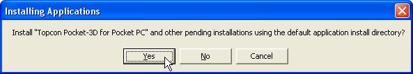 If Pocket-3D is already installed, ActiveSync ask to uninstall it from the controller.
