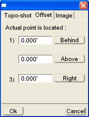 Survey Menu 3) enter an offset value to the right or left of the collected shot. Select the location of this measurement (right or left) (Figure 4-88).