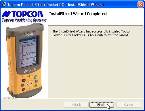 Guide to Installing Pocket-3D When the controller install completes, ActiveSync displays a notice to check the controller for any further installation procedures.