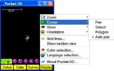 Cursor Cursor To switch the main screen between views, tap Display Cursor (Figure 5-3). Pan moves the main screen around by pressing down on the screen and dragging it.