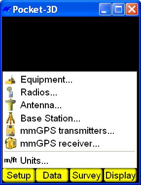 Chapter 2 Setup Menu Depending on the application (GPS, mmgps, or total station), the Setup menu contains different options for configuring system components.