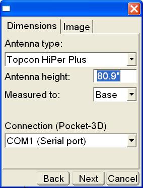Setup Menu Figure 2-4. Configuration Name/Type On the antenna information dialog box, enter the following information using the same units of measure entered in the previous step and press Next.