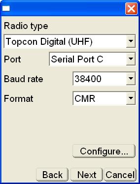 Setup Menu On the radio setup dialog box, set the following parameters (Figure 2-15): Radio type the type of radio. Port the port used for radio connection.