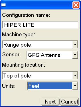 These settings have a corresponding Image tab to illustrate the setup. Antenna type select Topcon HiPer Lite.