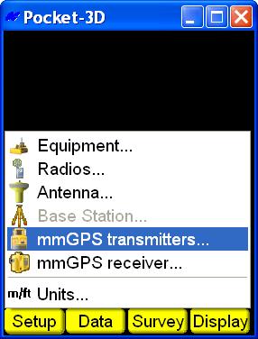 Setup Menu To set up transmitter information, tap Setup mmgps transmitters (Figure 2-25). Figure 2-25.