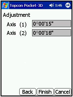 Setup Menu Figure 2-30. Adjustment Results NOTE This process only applies an offset to the selfleveling mechanism to ensure correct grade. The control point file is not affected.