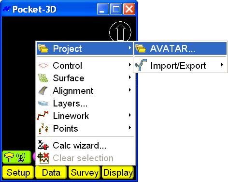 Data Menu Project In GPS control applications, the project engineer provides a design surface file for the jobsite.