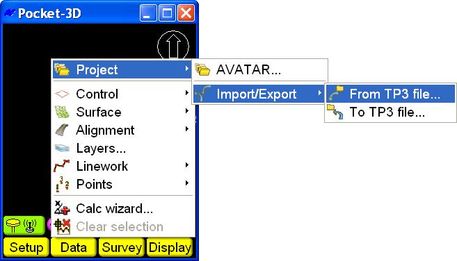 Project Figure 3-7. Select a Design Surface File 1. On the File dialog box, select a project (.TP3) file to import.