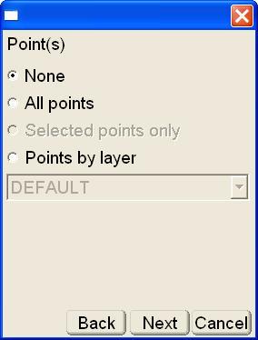 Project 3. On the Point(s) dialog box (Figure 3-18), do the following to import points, then press Next: None enable to display no points. All points enable to display all points in the project.