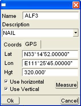 Control GPS tab displays the Latitude, Longitude, and Height for the control point (Figure 3-24). Either manually enter the lat/long and height or obtain this information using the GPS+ receiver.
