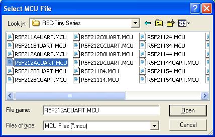 s) Select one of the following MCU files depending on the group and memory size.