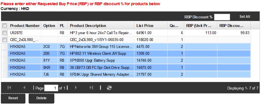 Requested Buy Price (RBP) Once the product(s) has been uploaded to the product list (either by product search or product/configuration import), you will have to specify the Requested Buy Price (RBP)