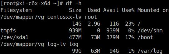 df -h Here you'll see the disk has been mounted and is now /var/log with ample free space: This completes moving /var/log to a new disk drive on CentOS 6.x. C e nt O S 7.