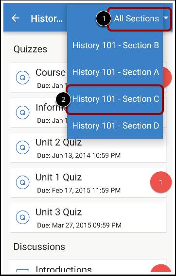 Filter by Section If your course has sections, the assignments list shows assignments for all sections by default.