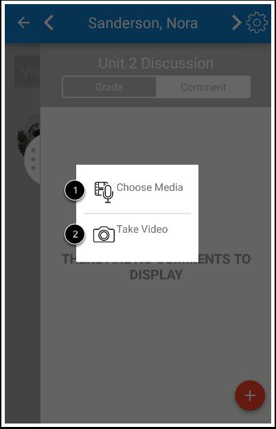 Take or Choose Media To upload an existing video, tap the Choose Media button [1].