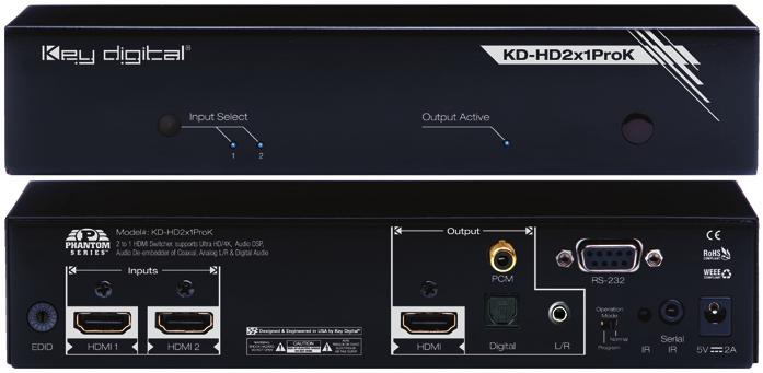 Key Digital is at the forefront of the video industry for Home Theater Phantom Series Switchers with De-Embedder, Coaxial, Optical Digital & Analog L/R, support Ultra HD/4K Retailers, Custom
