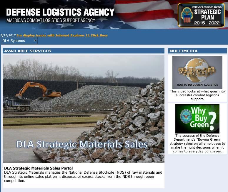 Section 3: Logging in to the DLA Strategic Materials Sales Portal (Note: the portal will not be available until after September 10 th, 2017. Any login attempts prior will result in a failed login.