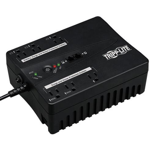 input plug and 6 NEMA 5-15R outlets Package Includes Description The ECO350UPS standby green UPS offers complete protection from blackouts, brownouts and transient surges.