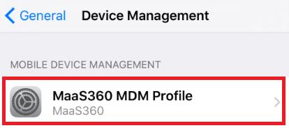Step 4) Tap the MaaS360 MDM Profile.