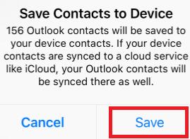 Step 40) Tap the switch to the right of the Save Contacts to Device option. The toggle will turn green when enabled. Step 43) The device is now successfully enrolled and syncing mail.