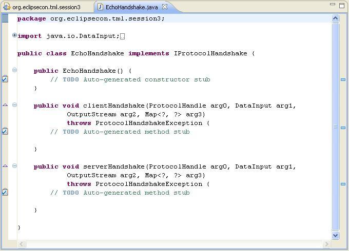 8. The new class contains two methods, clienthandshake() and serverhandshake().