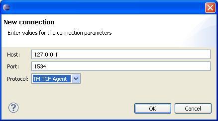 In the dialog box, fill in the Host and Port fields with 127.0.