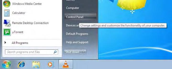 Windows 7: 1. Click Start > Control Panel 2.