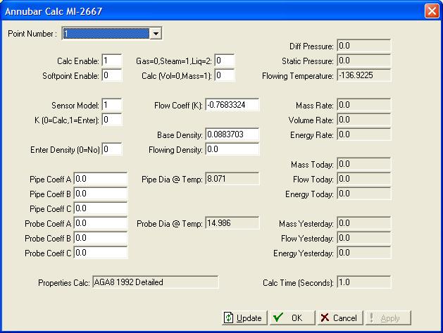 Figure 14. Annubar Calculation 3. Complete the screen fields based on your organization s requirements. Field Point Number Description Identifies the iteration ( logical ) of this screen.
